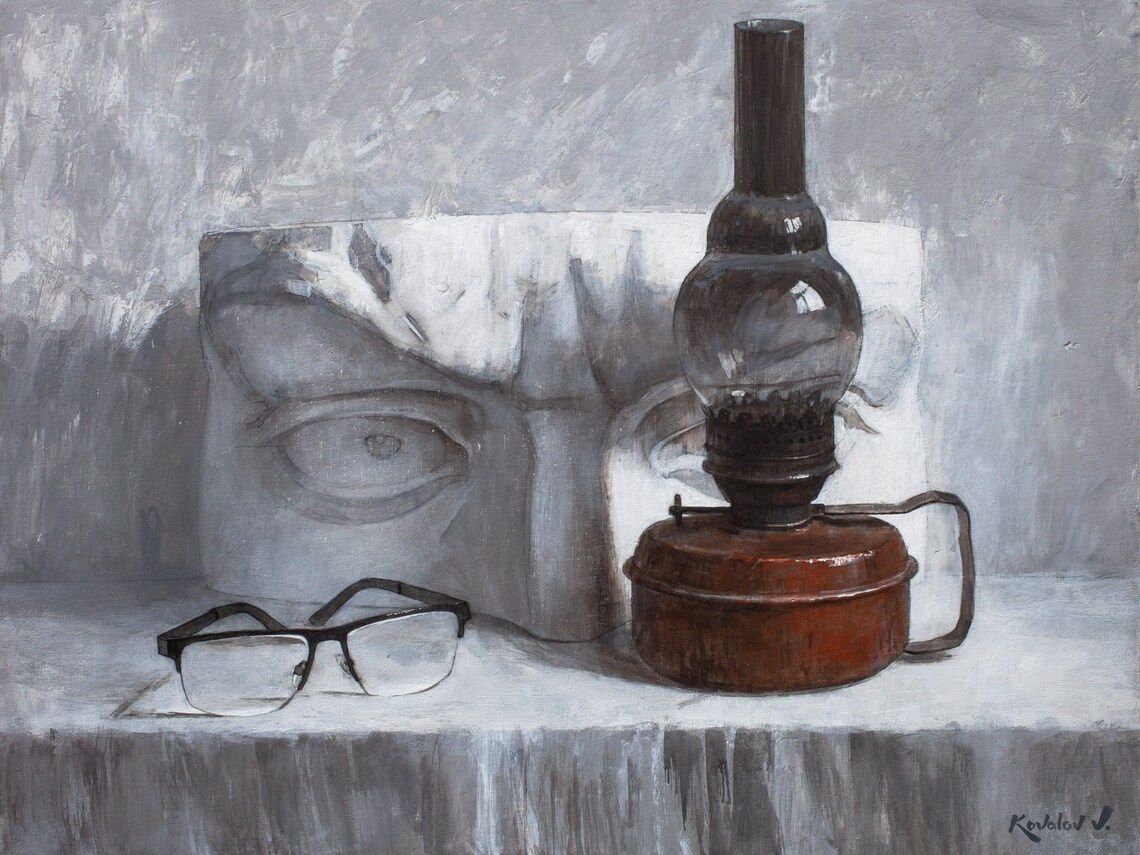 Still Life With David's Eye, Vintage Oil Lamp - Image 3