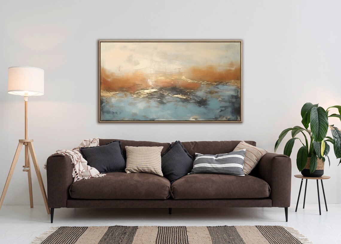 Abstract Landscape With Gold Leaf, Sea Waves - Image 2