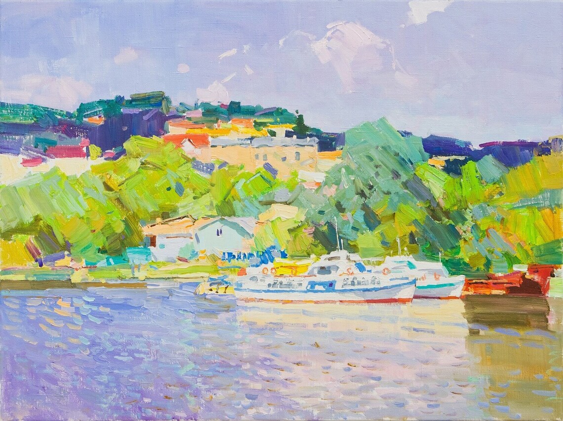 River Boats and Ships Custom Oil Painting - Image 3