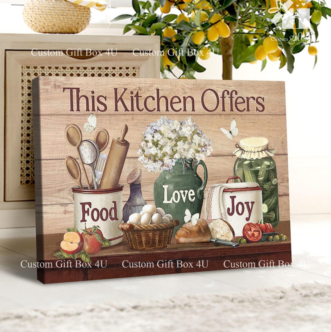 This Kitchen Offers Food Love Joy Farmhouse Kitchen Still Life Poster