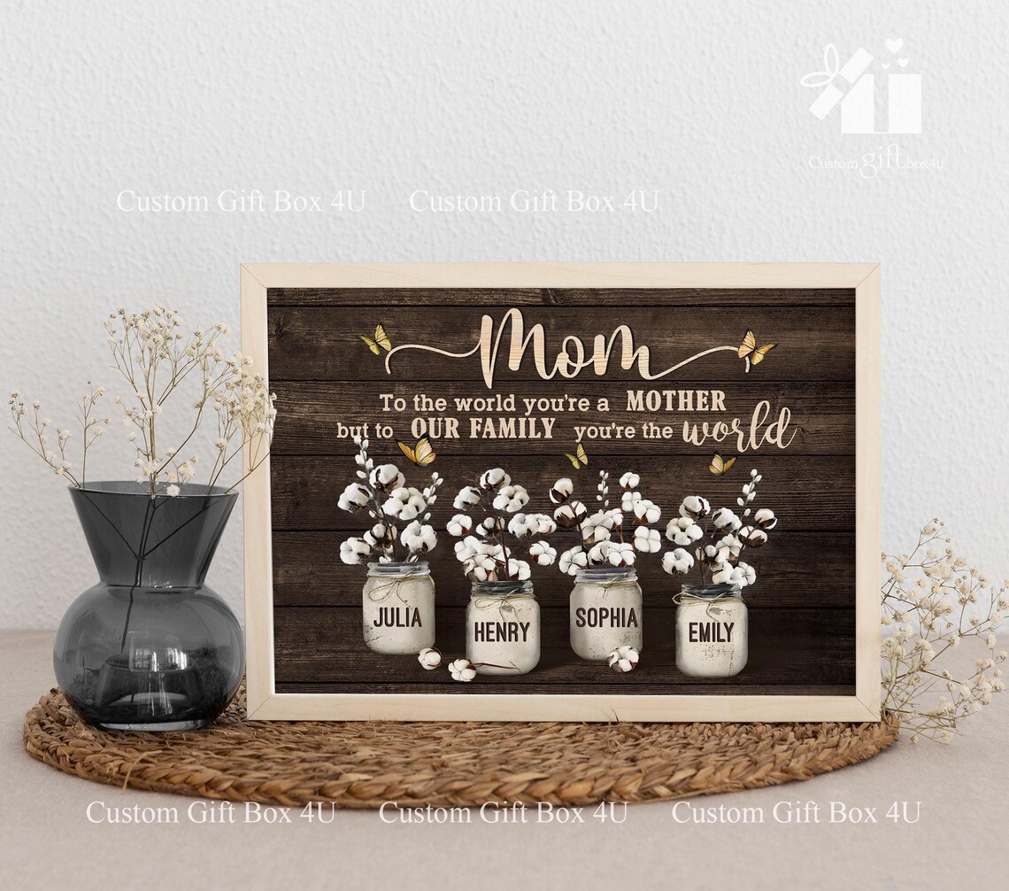 Mom To The World You Are A Mother Cotton Jar Custom Names Poster - Image 5
