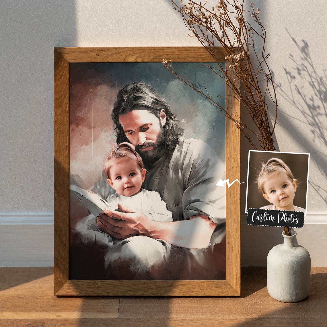 Portrait With Jesus Oil Painting Files Child Safe In The Arms Of God Art Jesus Holding Baby Child And God Christ And Baby