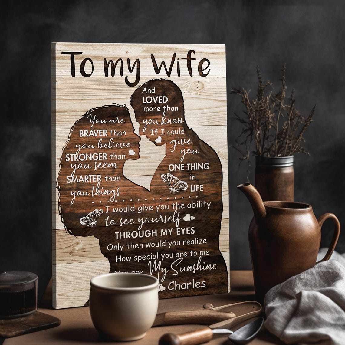 To My Wife Kissing Silhouette Romantic Quote Custom Name Poster - Image 4