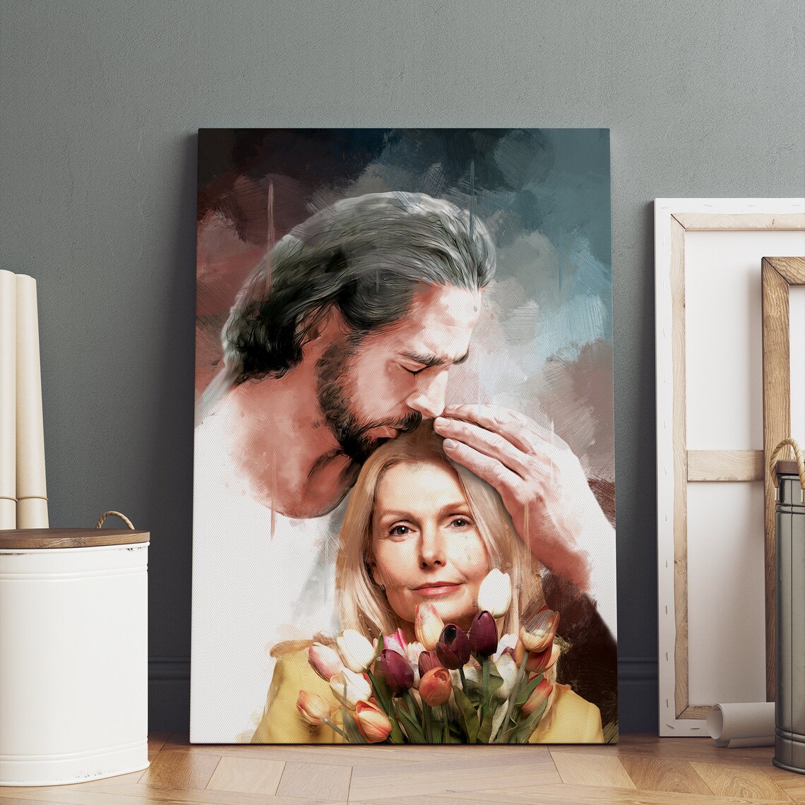Personalized Safe in Jesus's Arms, Jesus Memorial Art Print - Image 5