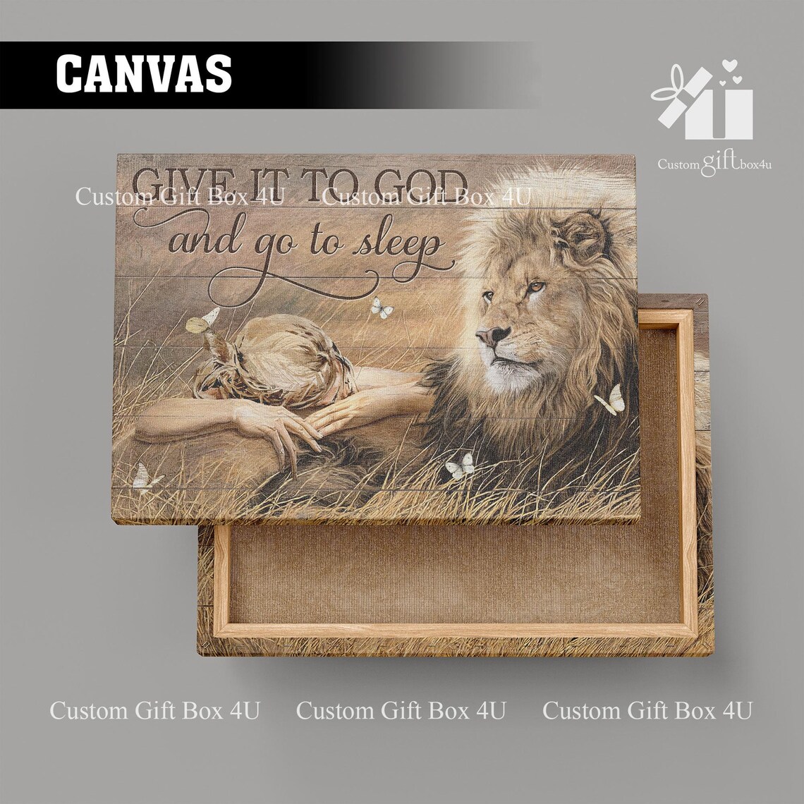 Give It To God And Go To Sleep Lion Resting Girl Quote Poster - Image 4