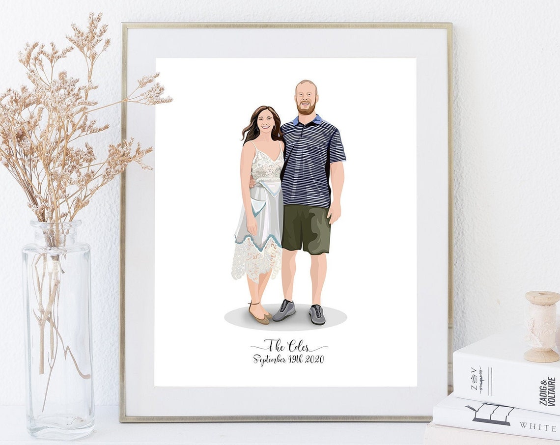 Keisha and Anthony Custom Couple Illustration Portrait Print - Image 6