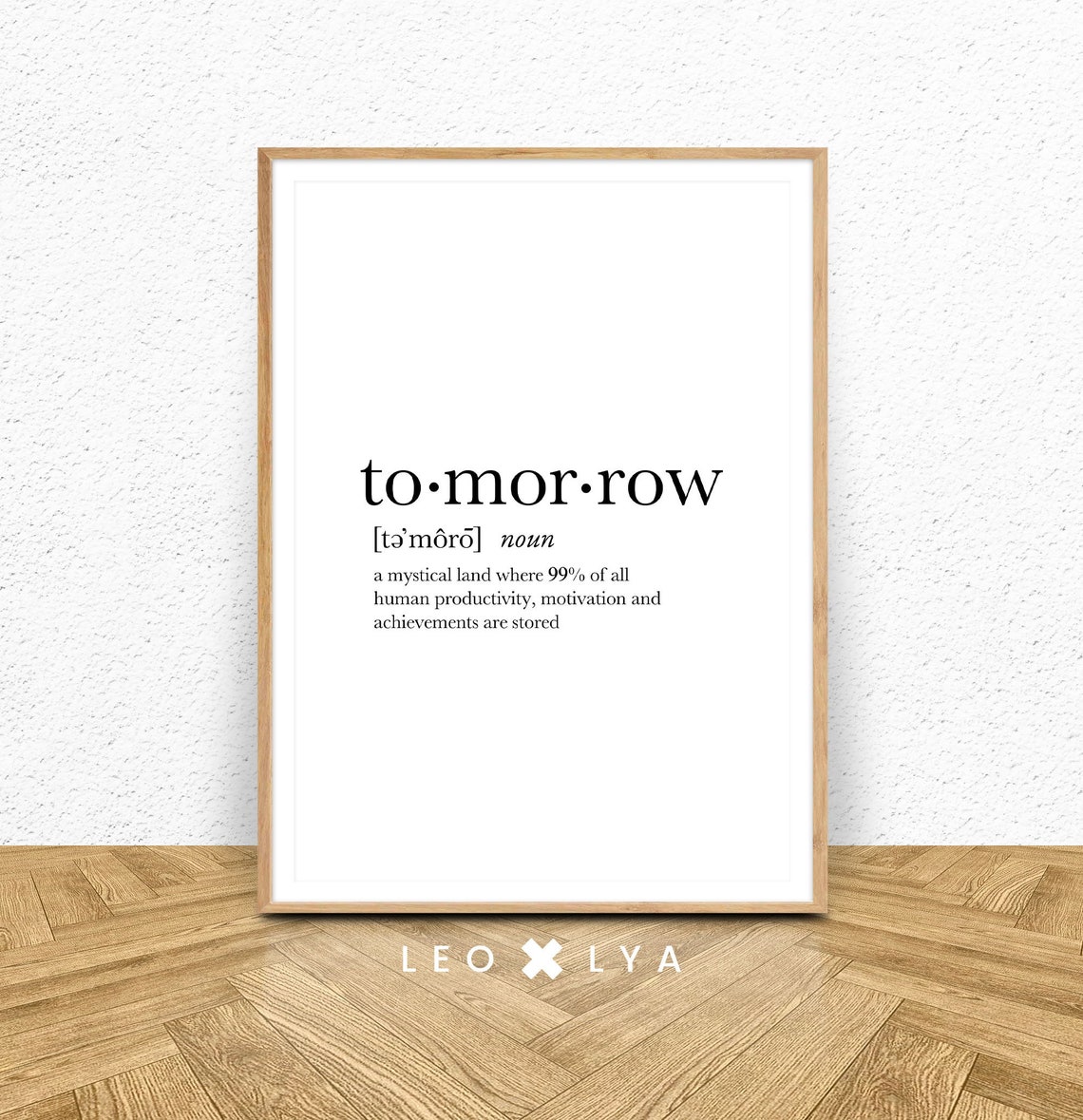 Tomorrow Definition Funny Procrastination Dictionary Quote Poster