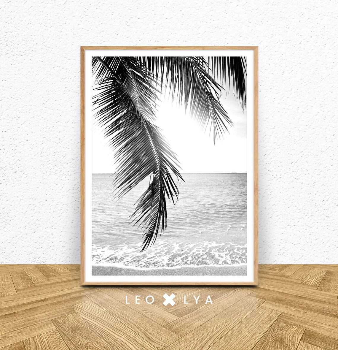 Tropical Leaf Palm Tree Art Print, Black And White