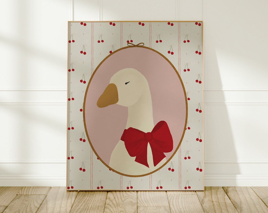 Vintage Goose Print, Grandmillennial Nursery Decor - Image 2