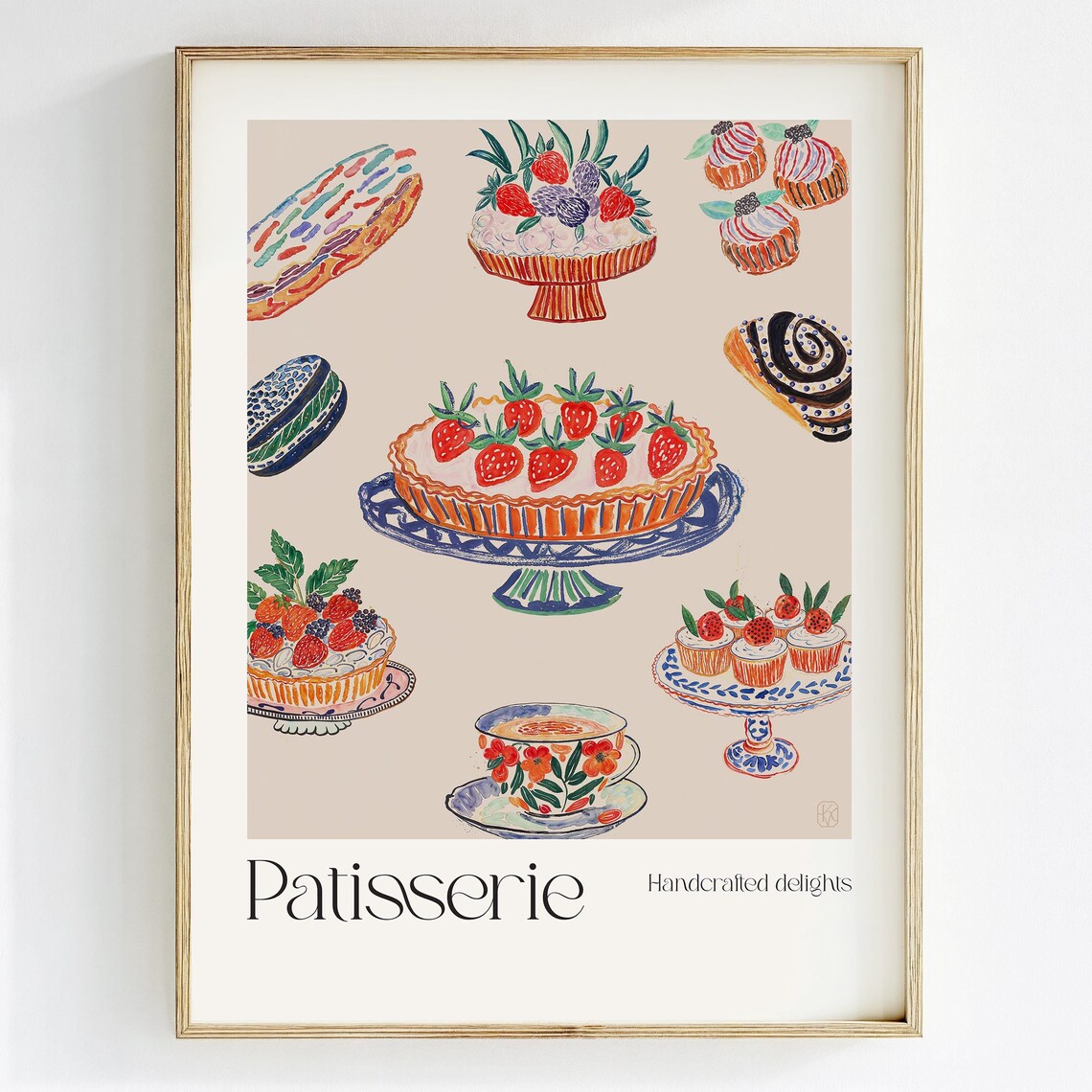 French Patisserie Strawberry Tart Cakes Handcrafted Delights Art Print