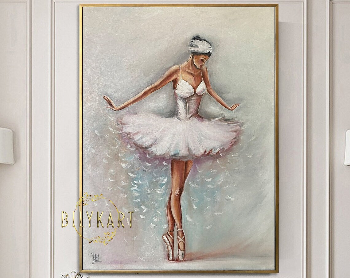 White Tutu Ballerina Swan Pose Graceful Elegant Ballet Art Poster