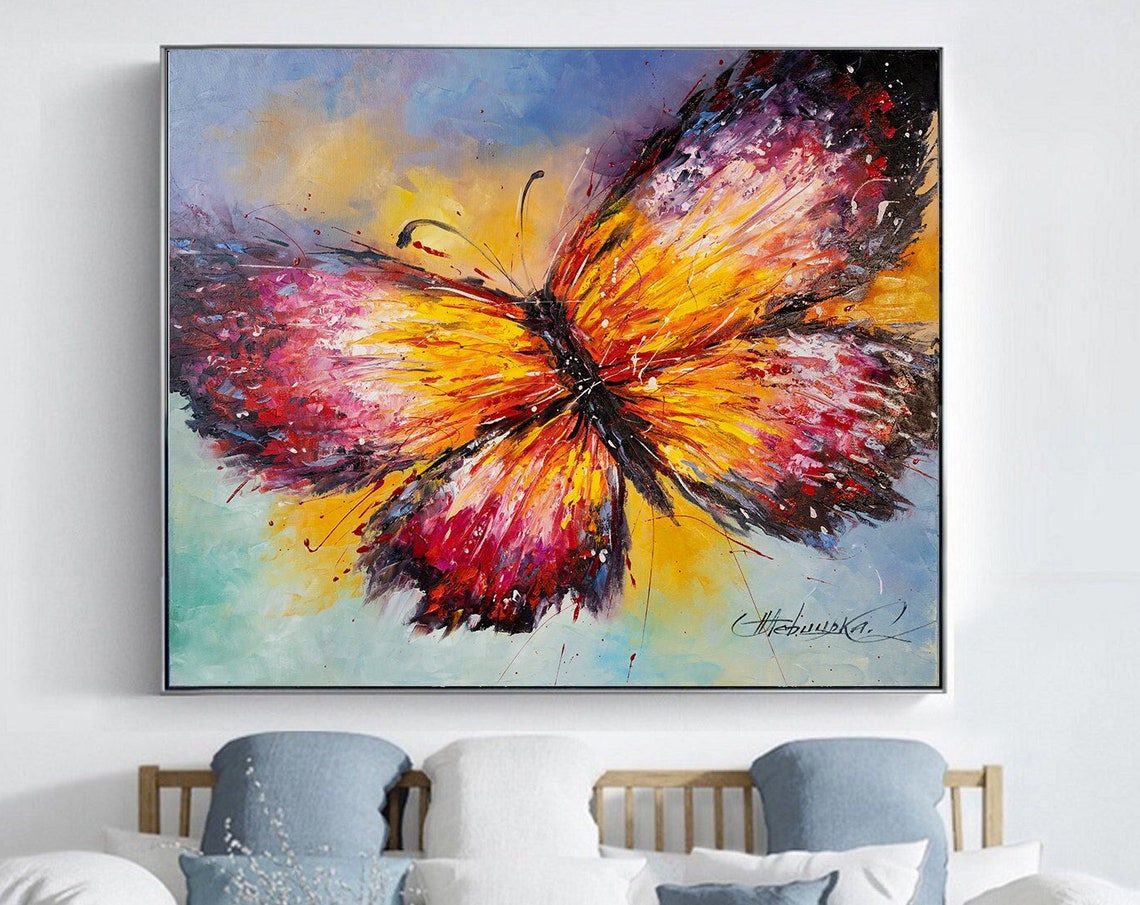 Colorful Abstract Butterfly Pastel Background Framed Wall Art Poster - Image 3