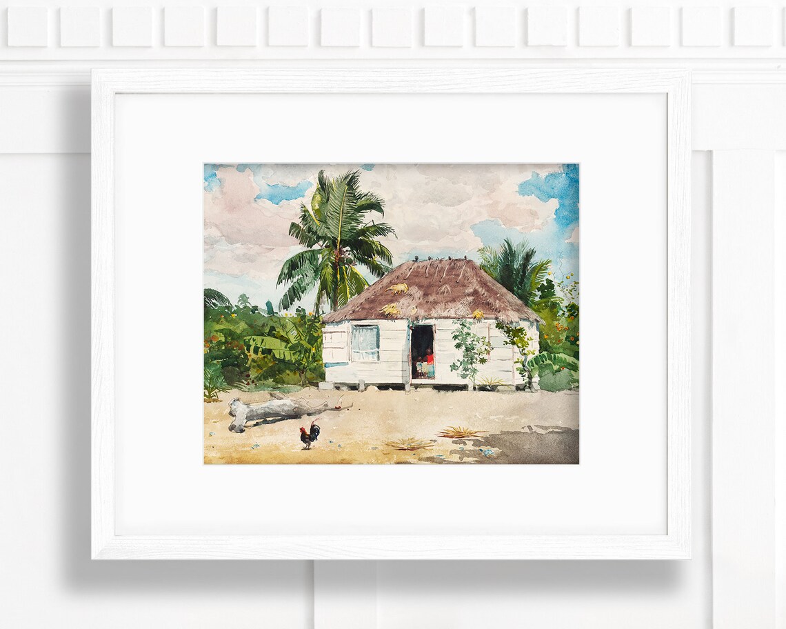 Vintage Tropical Island Beach Landscape Art Print - Image 2