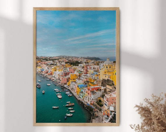 Naples Italy Poster Colorful Cityscape Coast Wall Art