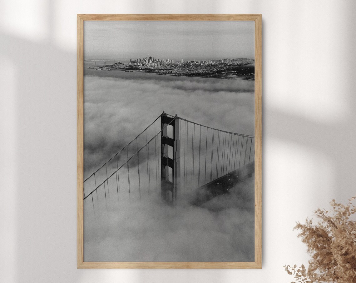 Golden Gate Bridge Black And White Art Print