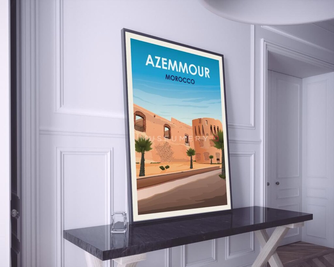 Azemmour Morocco Vintage Travel Poster Sunset Warm Old Town Art - Image 2