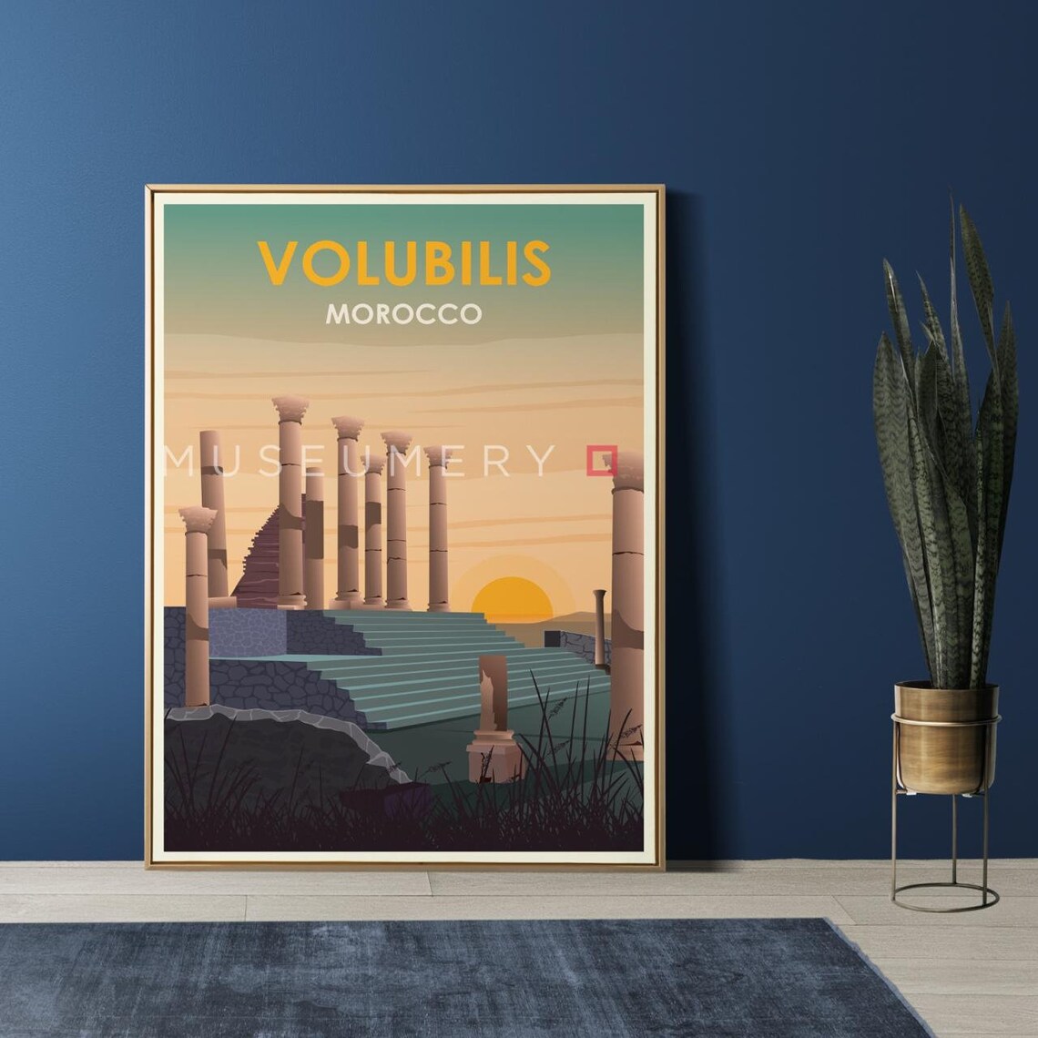 Volubilis Morocco Roman Columns at Sunset Vintage Travel Poster - Image 2