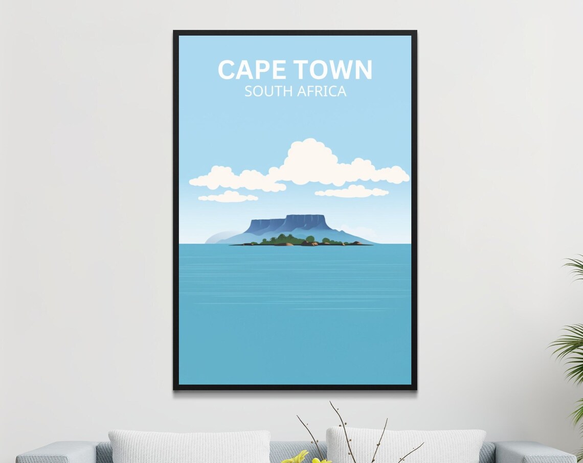 Cape Town Table Mountain Minimalist Ocean South Africa Poster