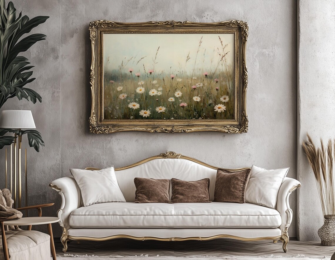 Wildflower Meadow With Daisies And Pink Blooms In Soft Morning Light Poster - Image 7