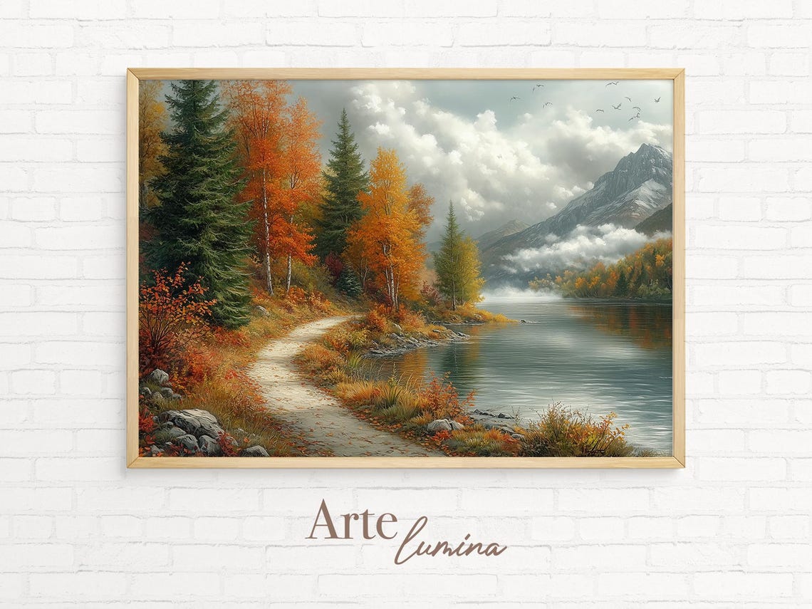 Serene Autumn Mountain Lake with Golden Aspens Landscape Poster - Image 7