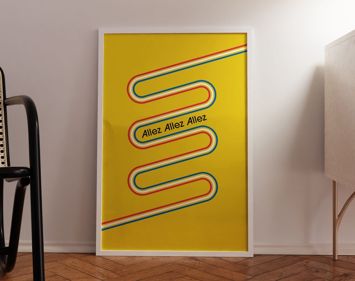 Allez Allez Allez French Cycling Race Yellow Retro Sport Poster