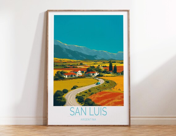 San Luis Argentina Golden Countryside Road Scenic Travel Poster
