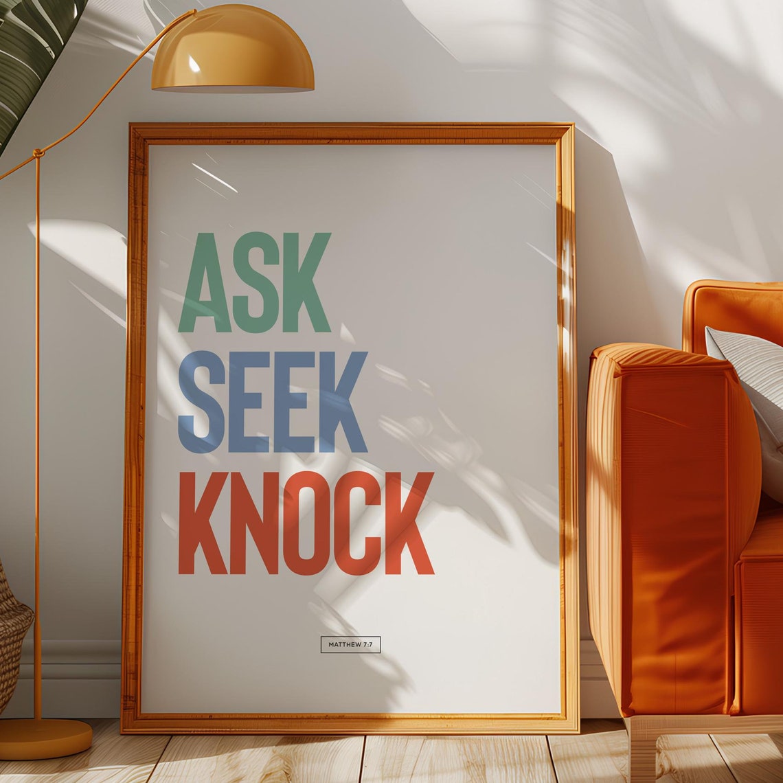 Ask Seek Knock Matthew 77 Modern Colorful Bible Verse Wall Print