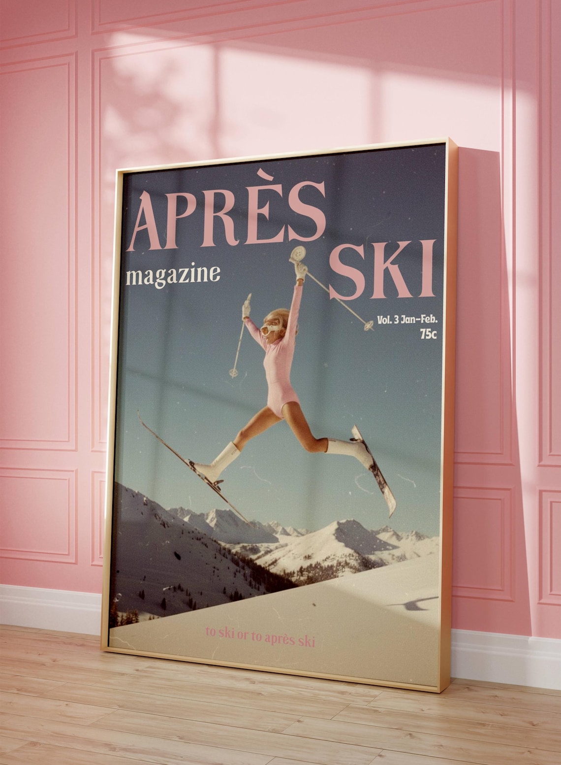 Retro Apres Ski Magazine Poster Print, Winter Chalet Decor