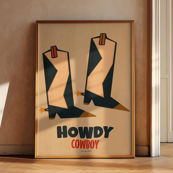 Cowboy Boots Print, Vintage Western Wall Art