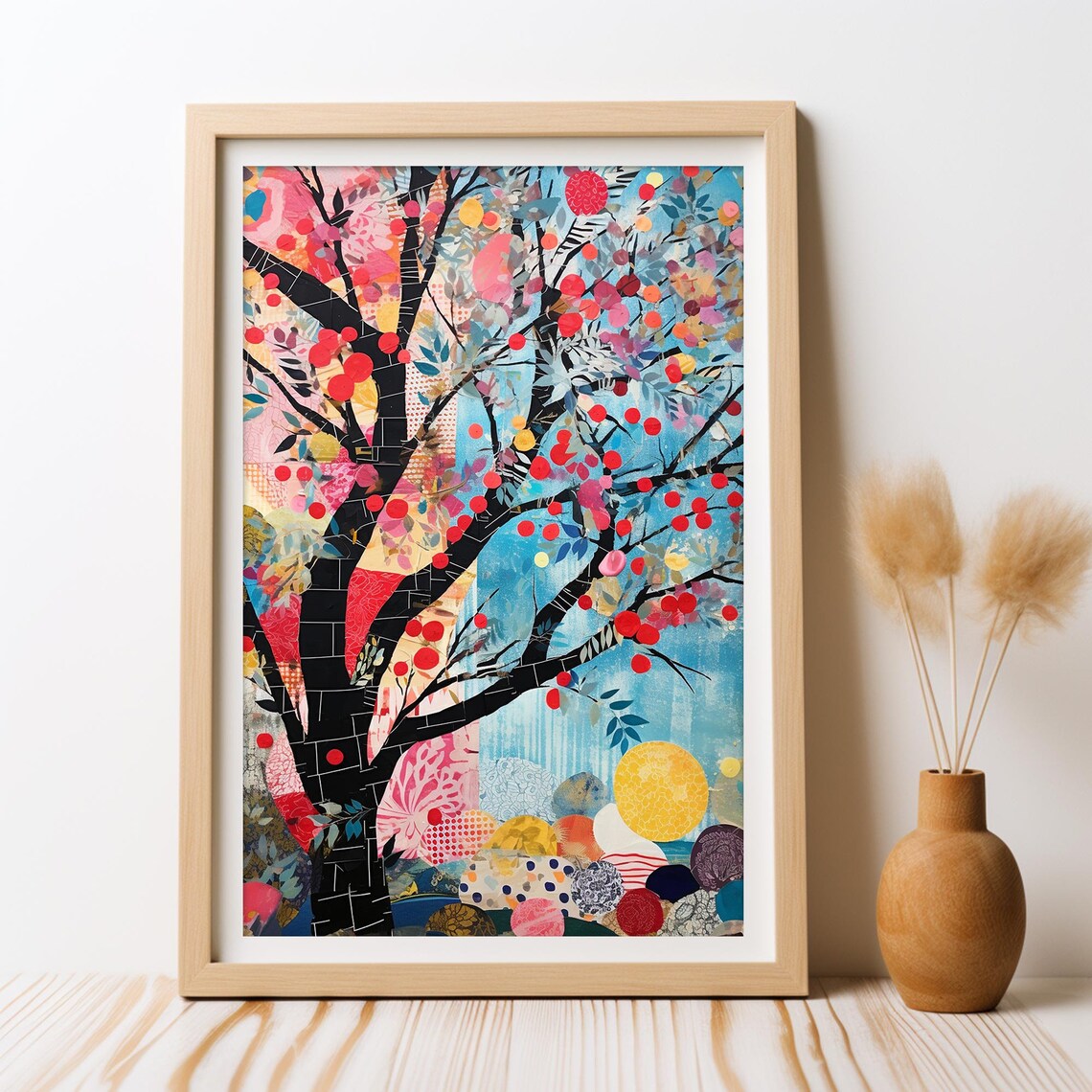 Cherry Tree Tapestry Dreams Art Print, Abstract Floral Boho