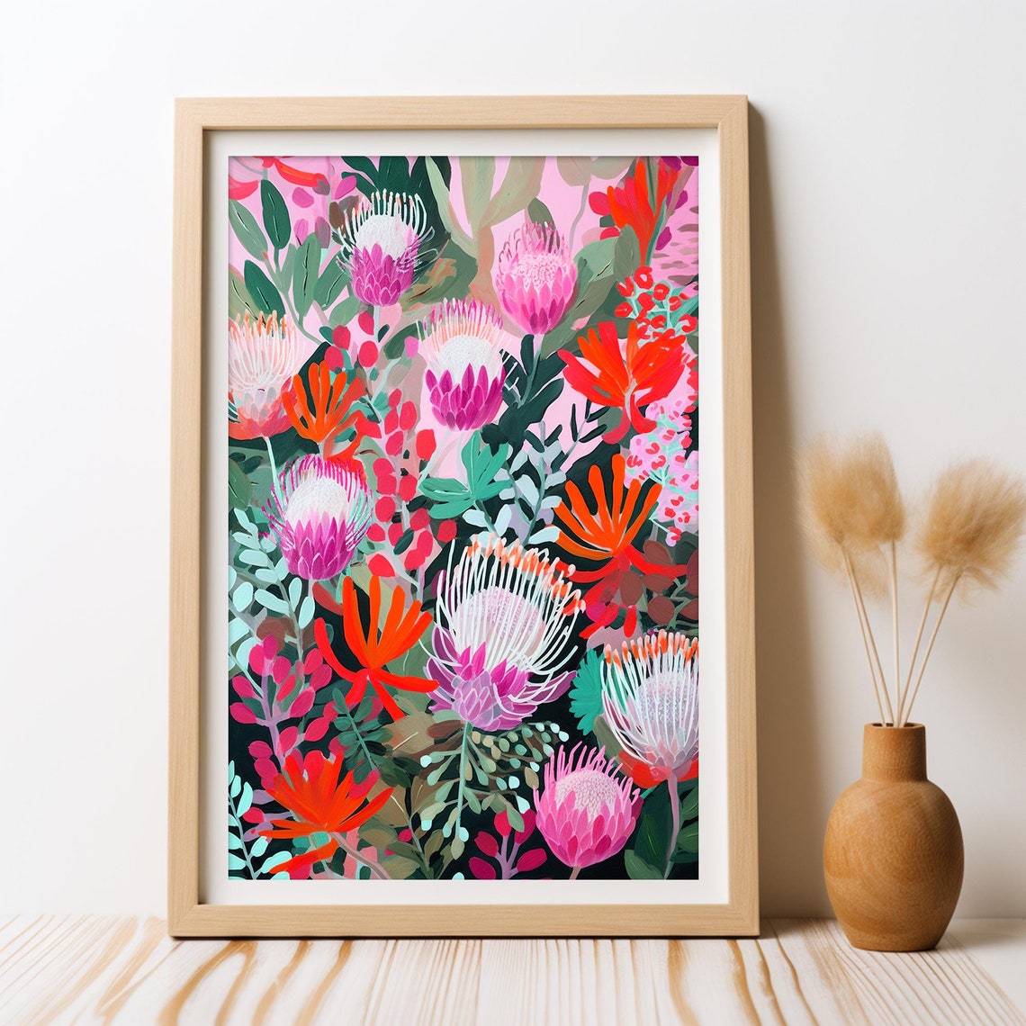 Australian Native Banksia In Pinks Art Print