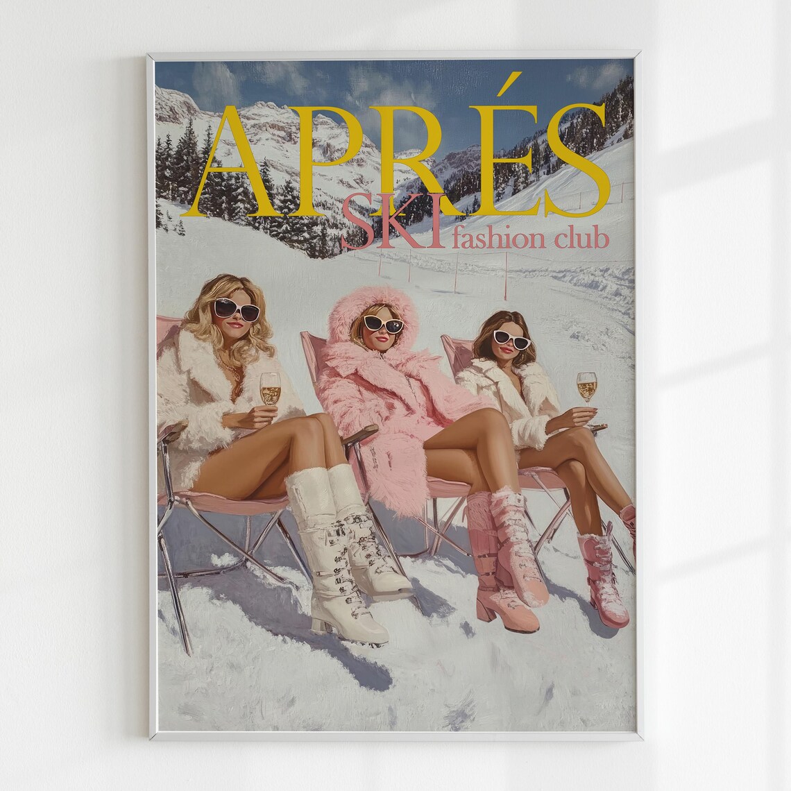 Apres Ski Girly Vintage Ski Poster, Preppy Lodge Decor - Image 6