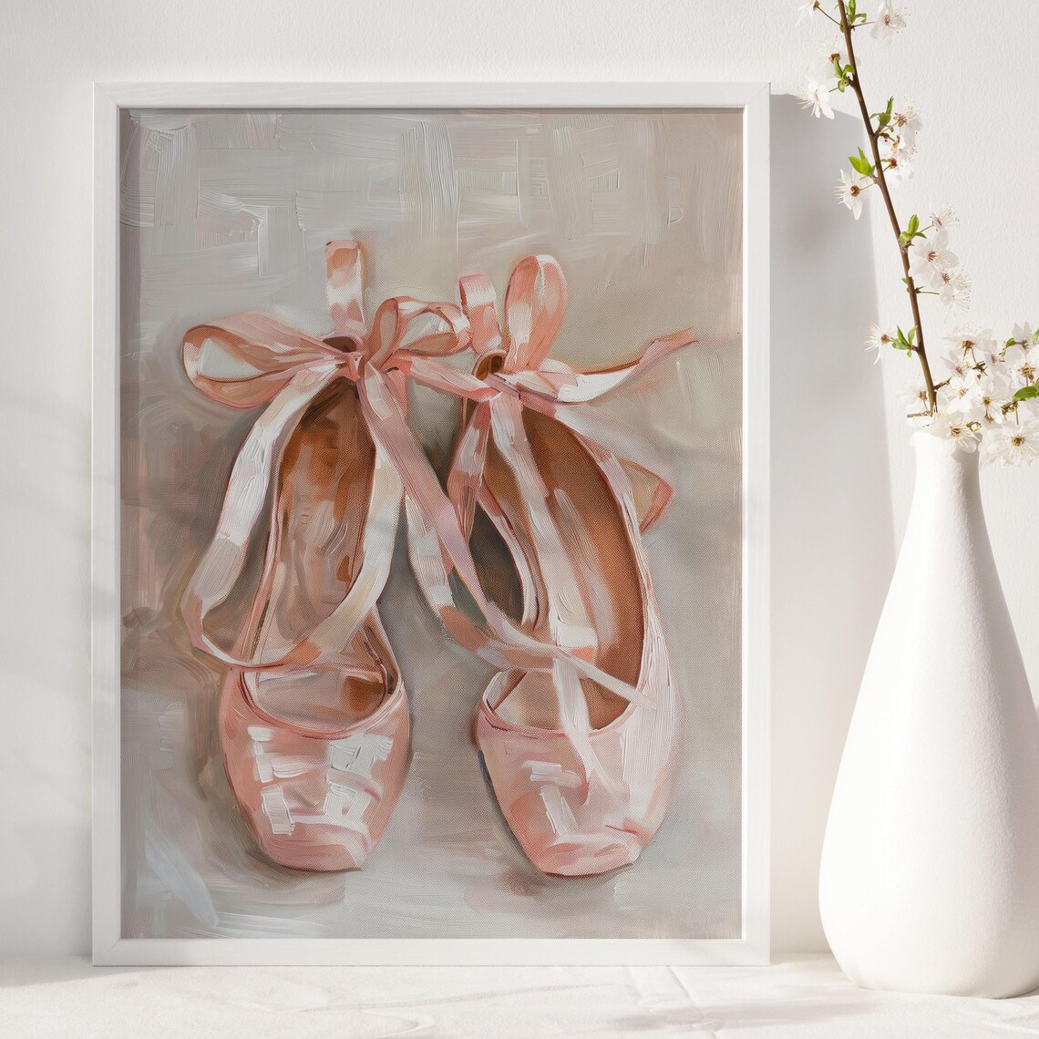Vintage Ballet Pointe Shoes Art Print, Preppy Decor - Image 3