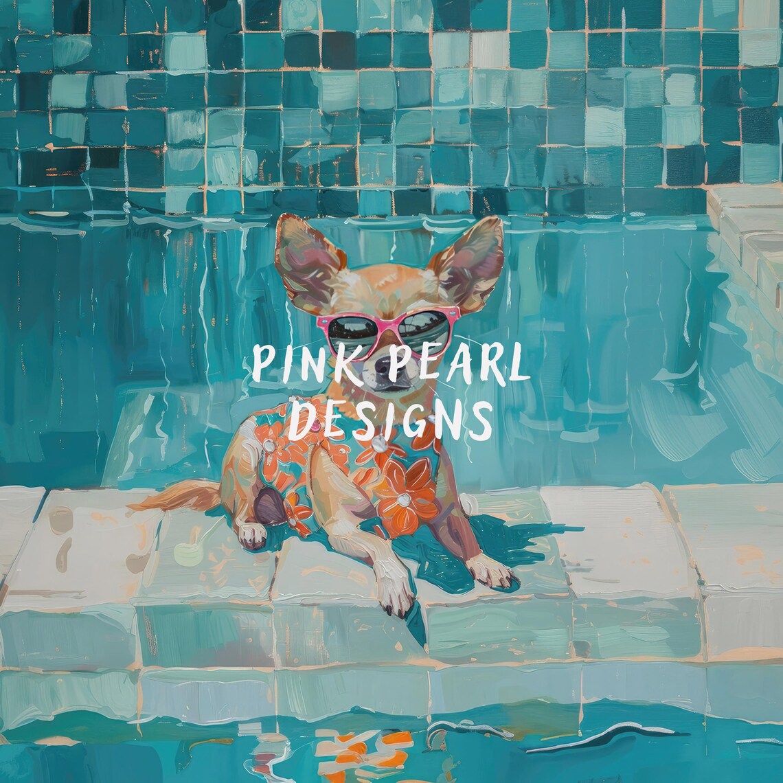 Chihuahua Pink Sunglasses Hawaiian Shirt Poolside Summer Art Print - Image 6