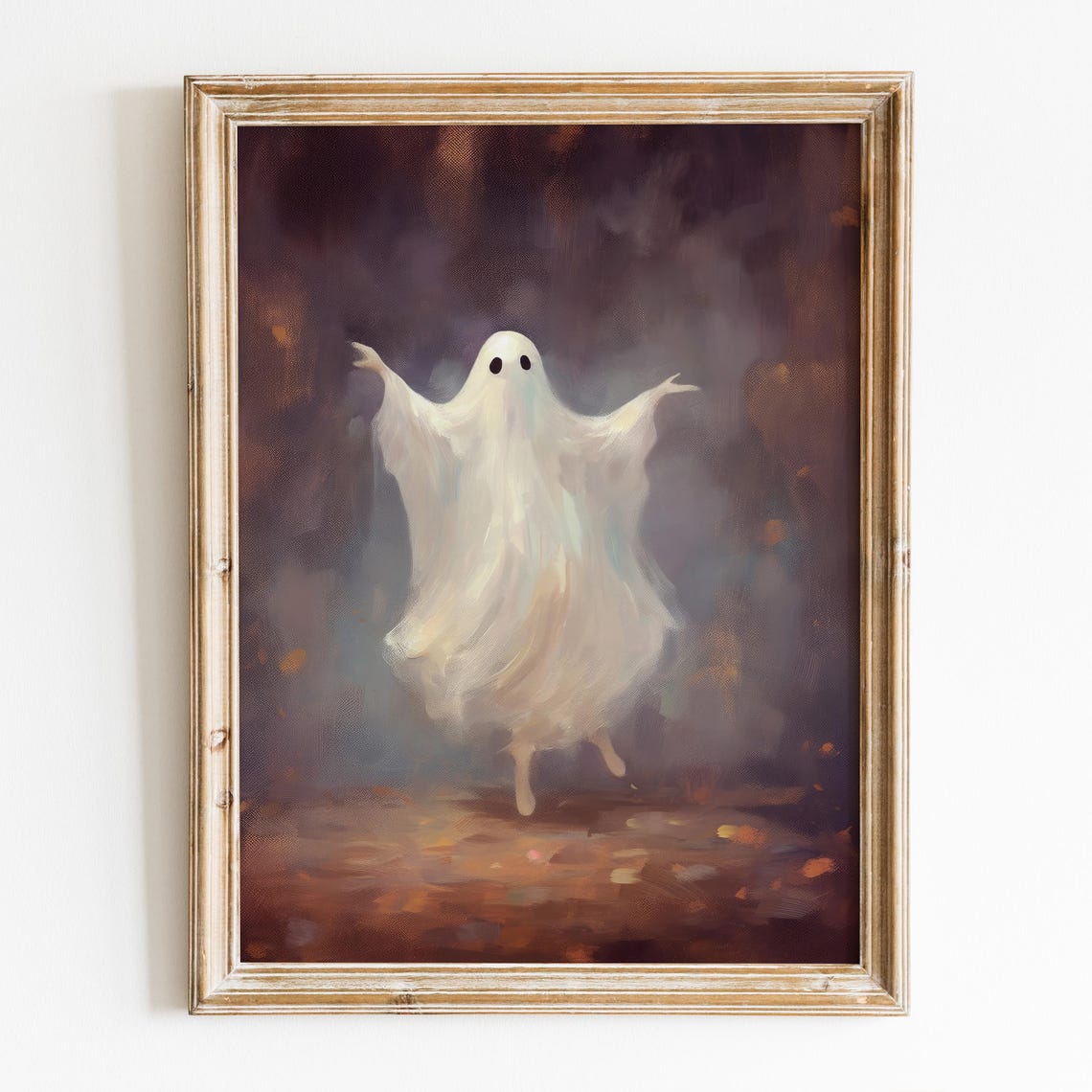 Dancing Ghost Vintage Wall Art Halloween Room Decor Cute Ghost Poster Funny Ghost Painting Girly Halloween