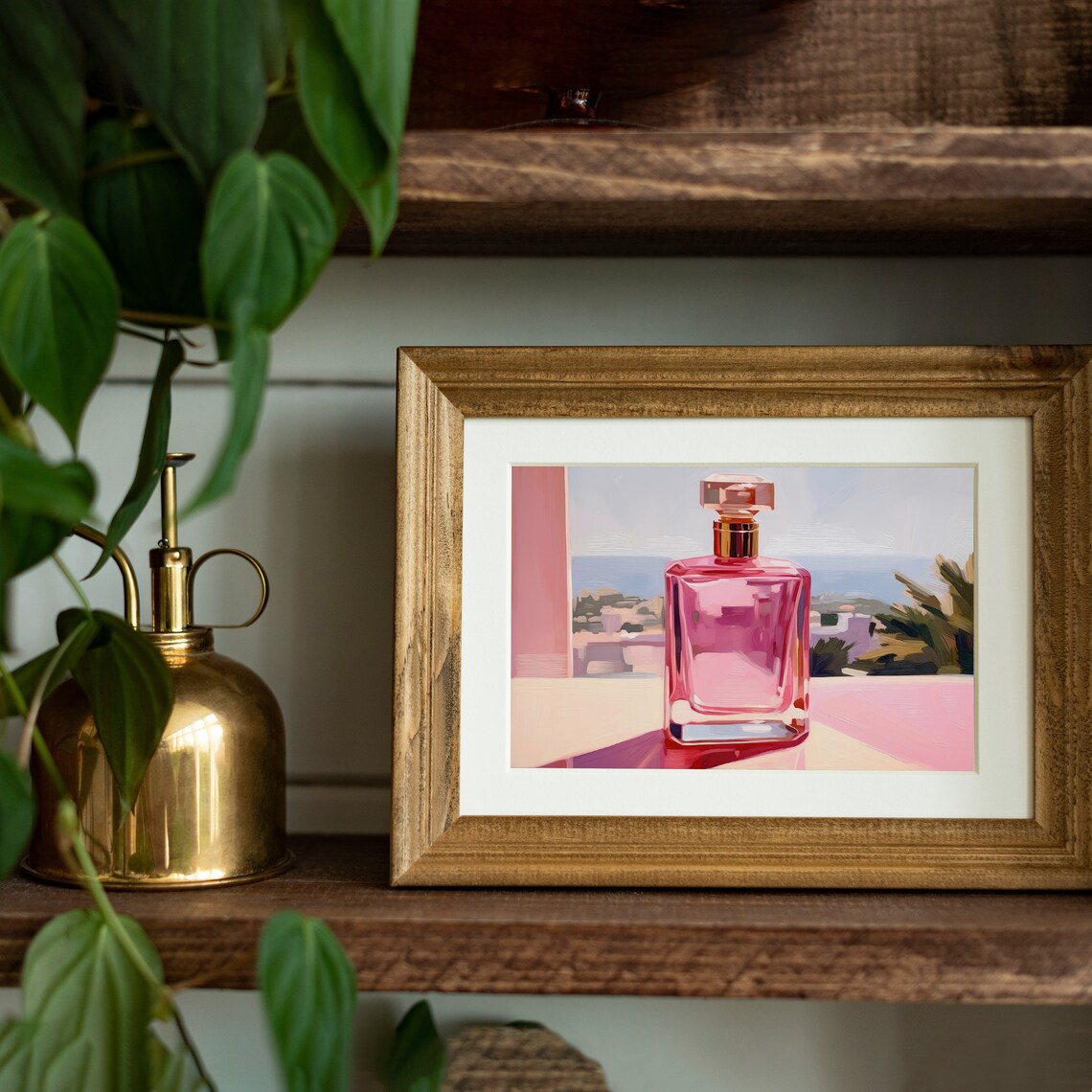 Pink Perfume Bottle Ocean View Balcony Summer Vacation Travel Wall Poster - Image 4
