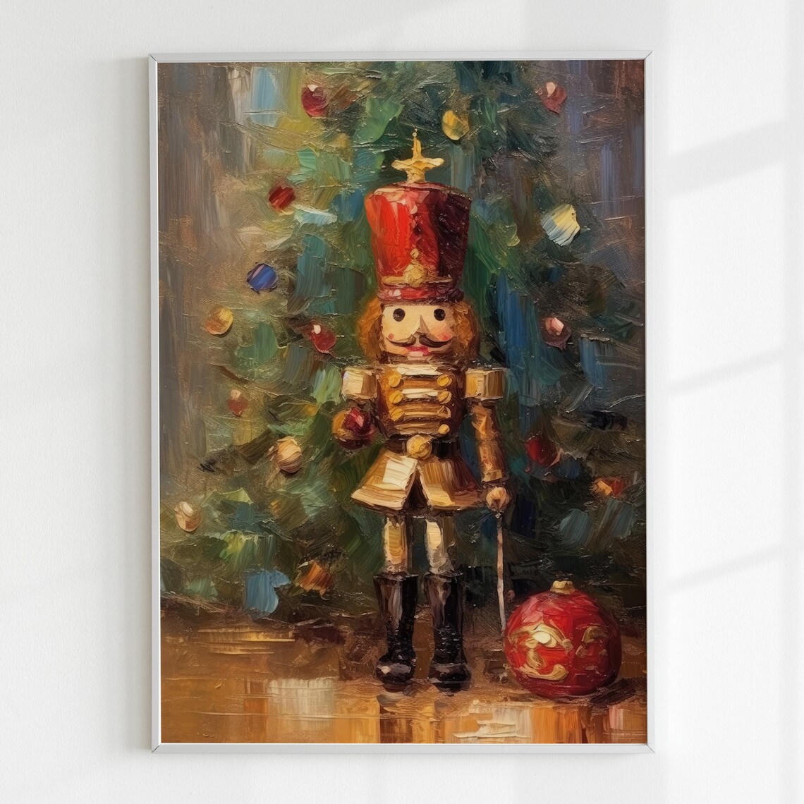 Nutcracker and Christmas Tree Vintage Christmas Art Print - Image 3