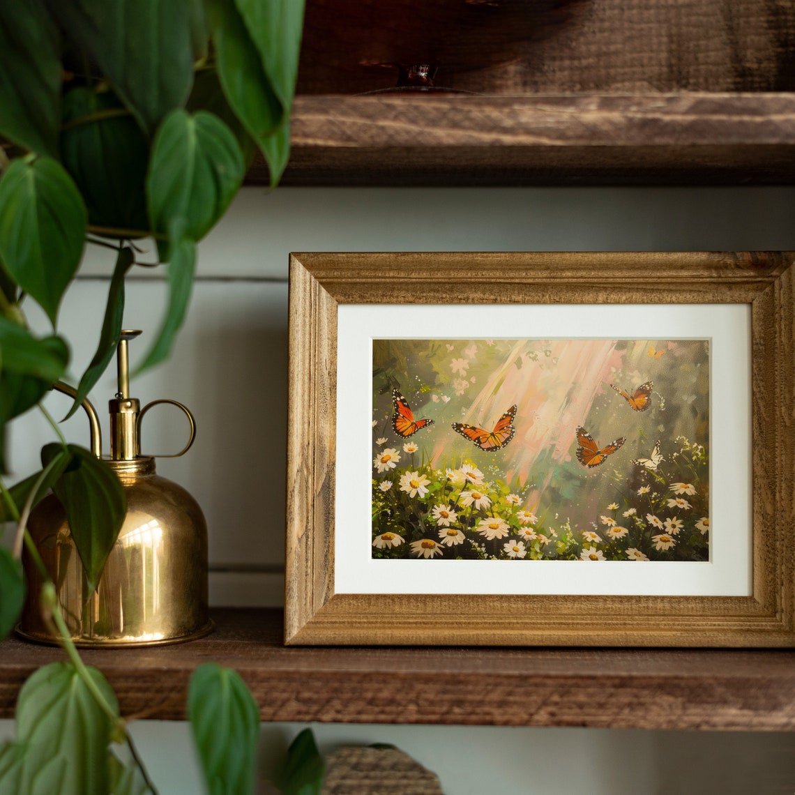 Monarch Butterflies Daisy Meadow Sunbeam Spring Garden Art Poster - Image 4