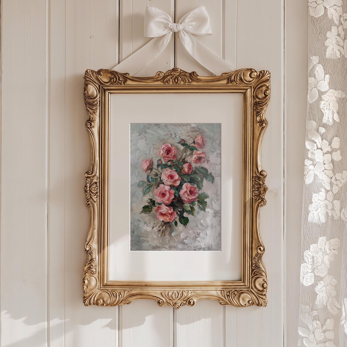 Pink Roses Vintage Flower Art Print, Coquette Decor - Image 3