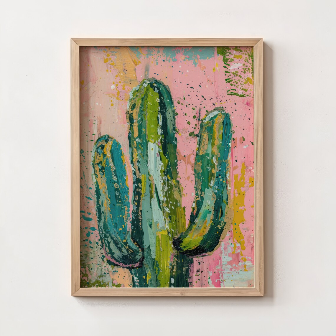 Pink Cactus Poster, Preppy Maximalist Mexico Decor - Image 4