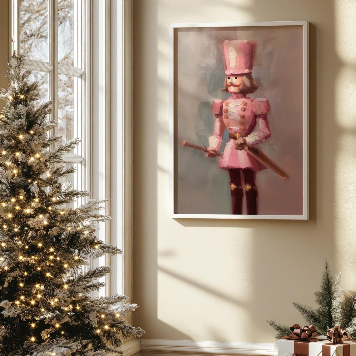 Pink Nutcracker Soldier Toy Portrait Christmas Wall Art Poster - Image 5