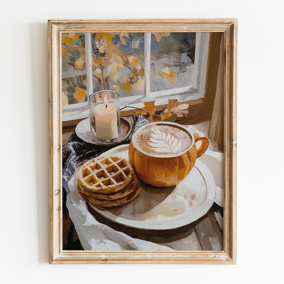 Pumpkin Spice Latte Preppy Fall Kitchen Art Print