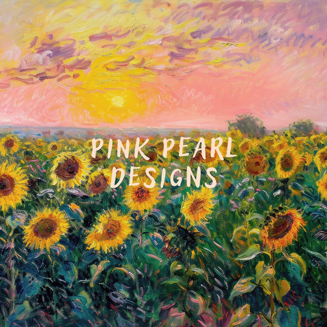 Sunflower Field Golden Sunset Impressionist Bloom Landscape Art Print - Image 6