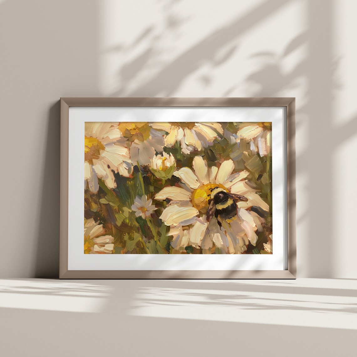 Cute Bee And Daisies Vintage Spring Art Print - Image 4