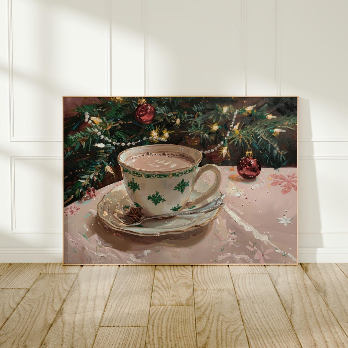 Hot Chocolate Cup By Decorated Christmas Tree Holiday Poster - Image 3