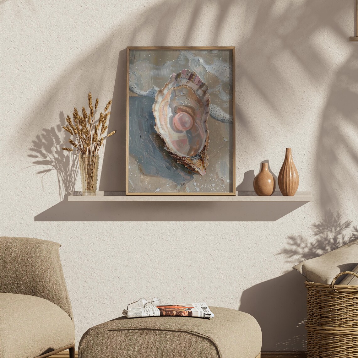 Pink Pearl in Oyster Art Print, Coastal Decor - Image 3