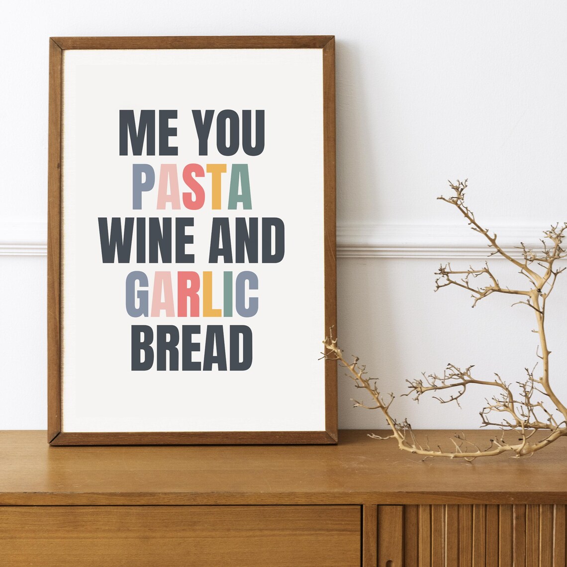 Pasta Wine Garlic Bread Wall Art Colorful Typography Preppy Kitchen Poster Cute Dining Room Decor Couple Gift Print - Image 3