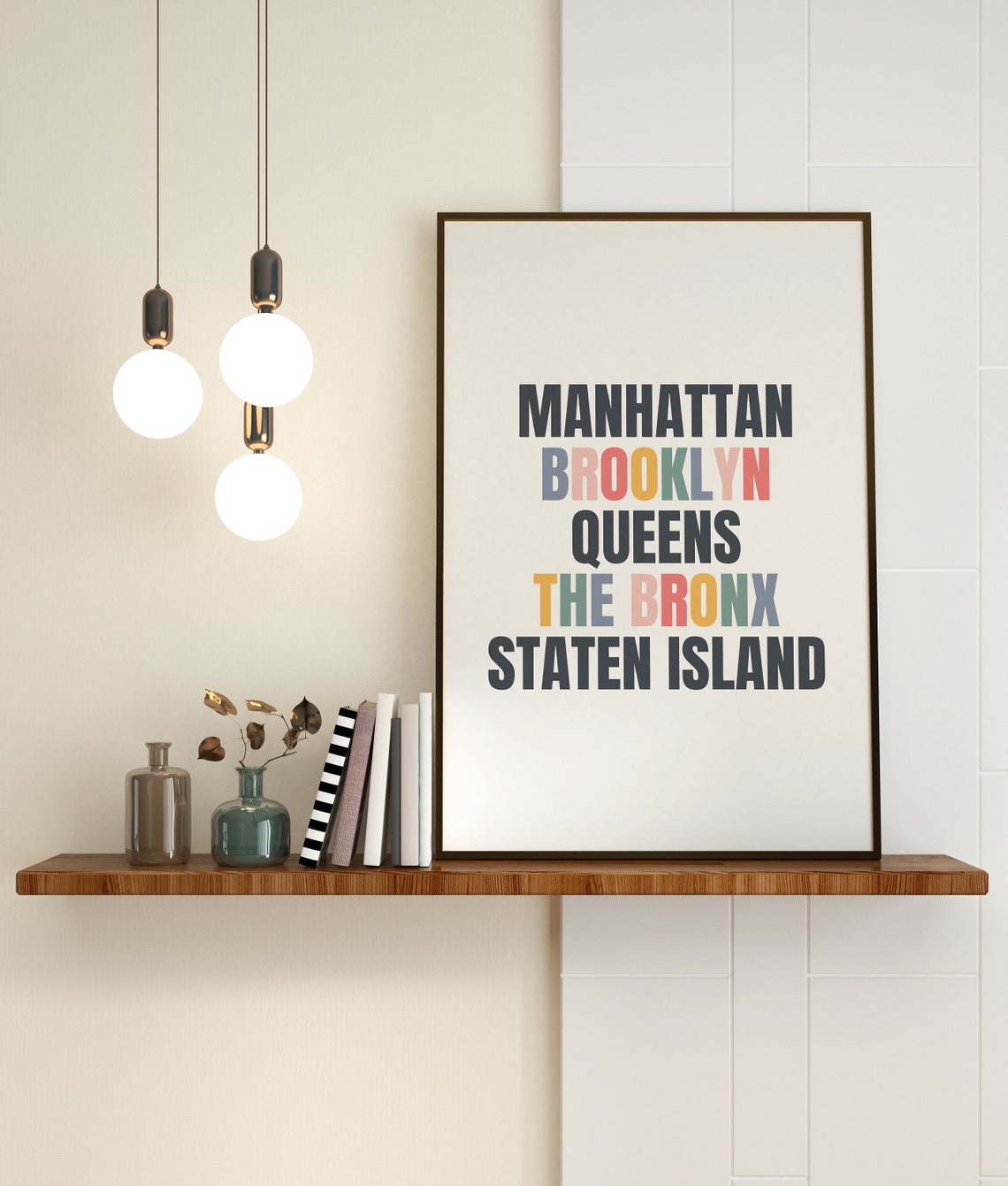 New York Boroughs Manhattan Brooklyn Queens Bronx Typography Poster - Image 3