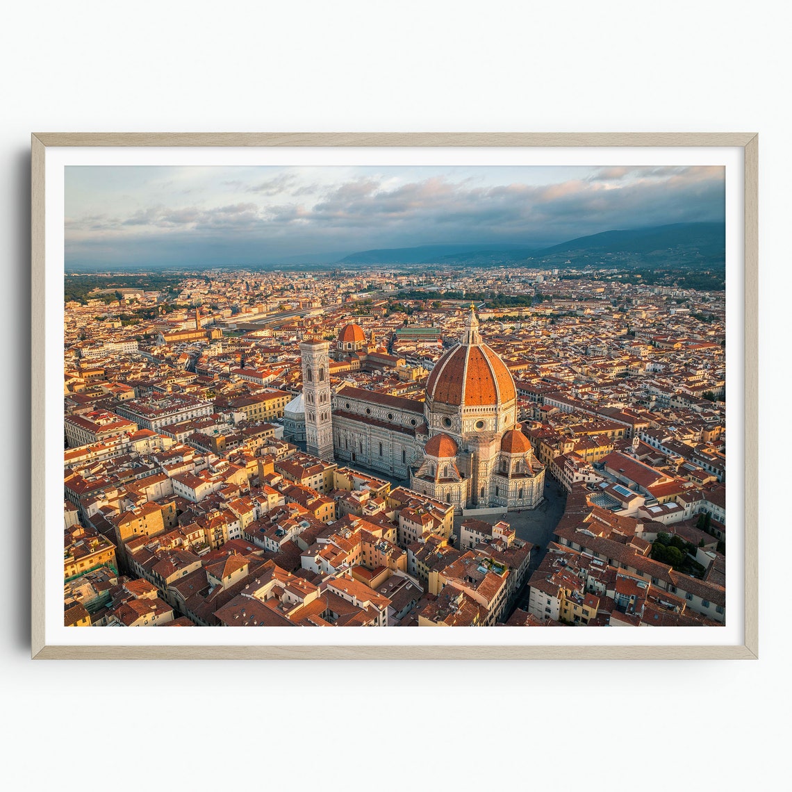 Florence Art Print Santa Maria Del Fiore Cathedral Italy Wall Art Travel Poster Europe Print Tuscany Print Sunrise Aerial Photography