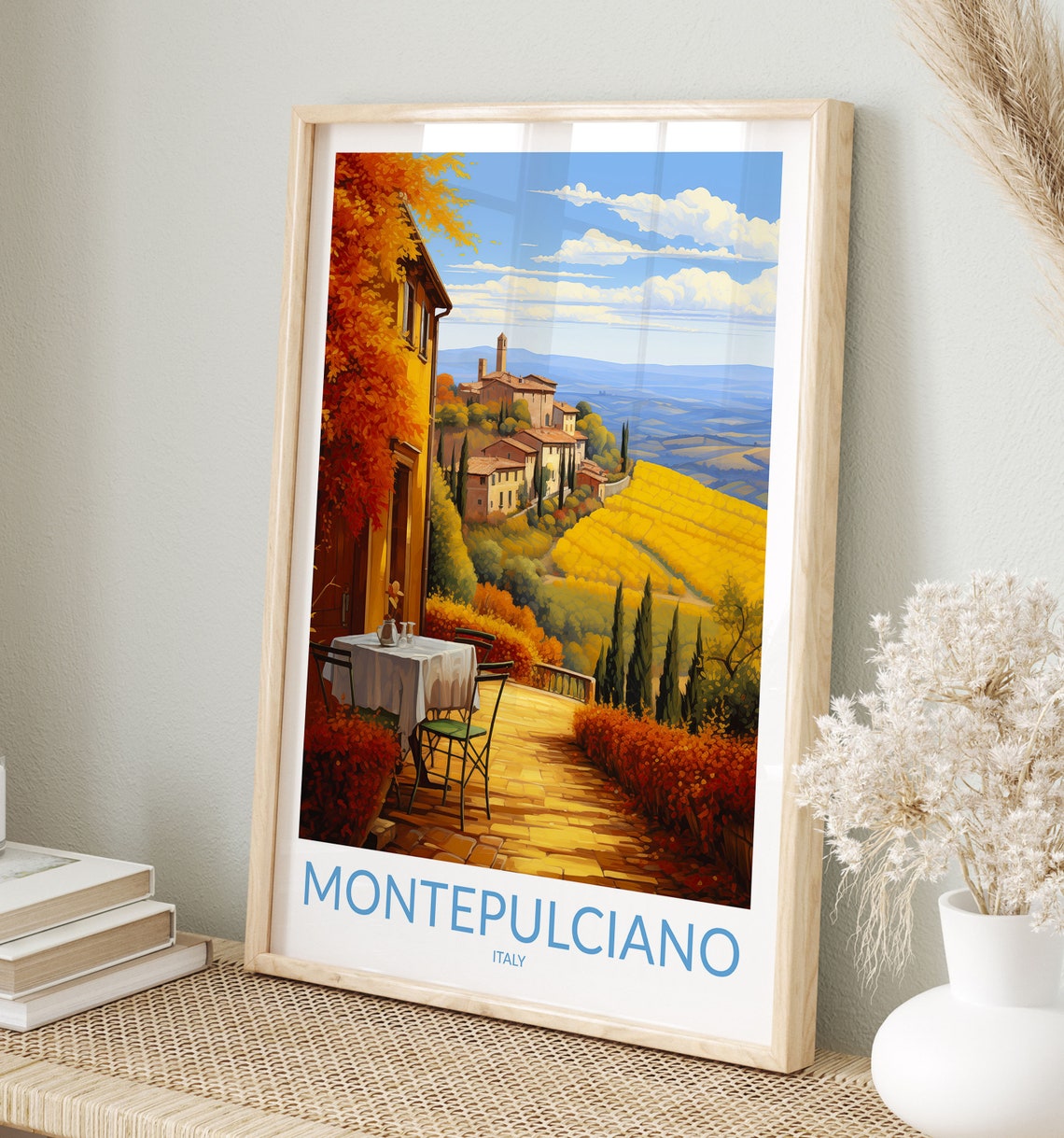Montepulciano Italy Autumn Vineyard Terrace Tuscan View Poster